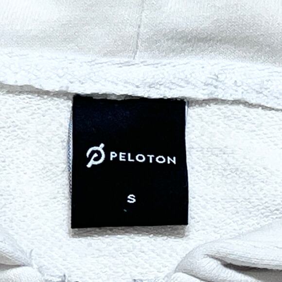 Peloton Hoodie Sweater Front Pockets Full Zipper Men Small White Used - Picture 4 of 5